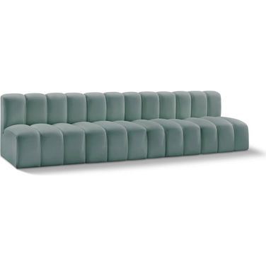 Arc Mint Vegan Leather 4 Seater Modular Sofa In Green