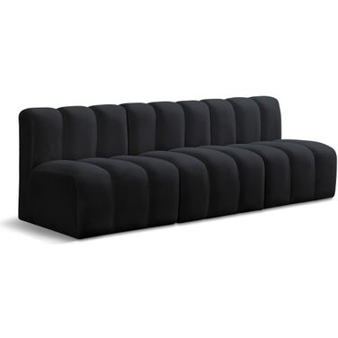 Arc 3 Seater Modular Sofa In Black Velvet