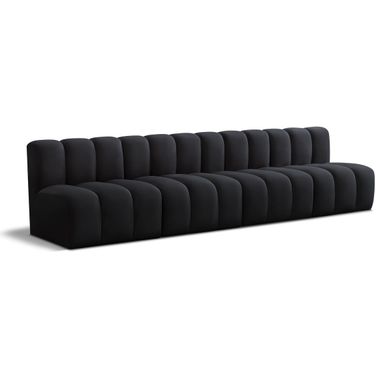 Arc 4 Seater Modular Sofa In Black Velvet