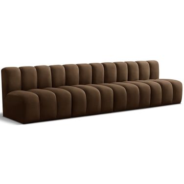 Arc 4 Seater Modular Sofa In Brown Velvet
