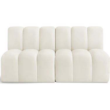 Arc 2 Seater Modular Sofa In Cream Velvet