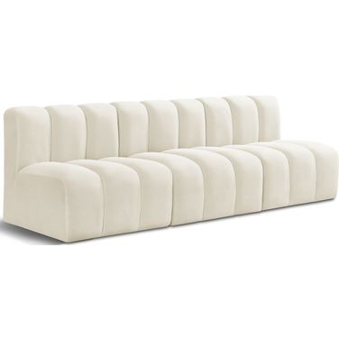 Arc 3 Seater Modular Sofa In Cream Velvet