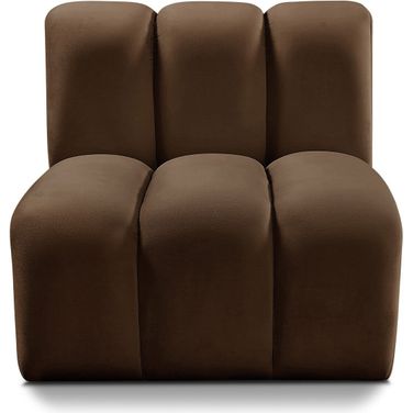 Arc Straight Chair In Brown Velvet