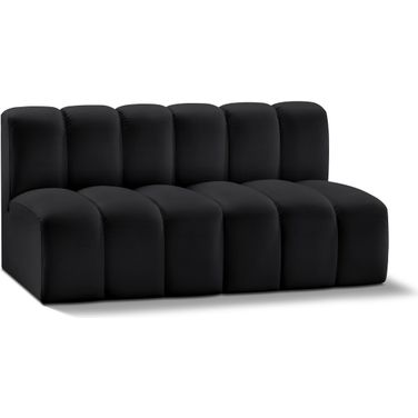 Arc Vegan Leather 2 Piece Modular Sofa In Black