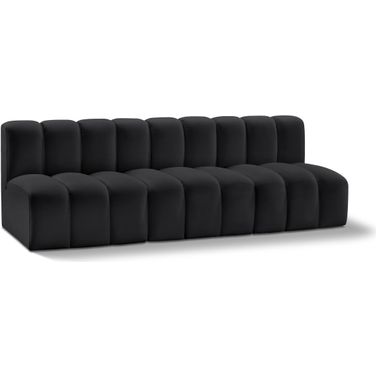 Arc Vegan Leather 3 Piece Modular Sofa In Black