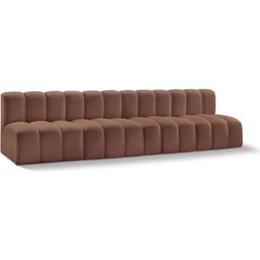 Arc Vegan Leather 4 Seater Modular Sofa In Cognac