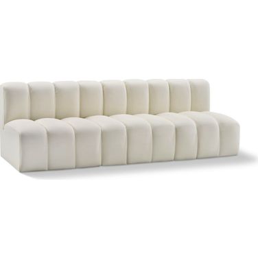Arc Vegan Leather 3 Piece Modular Sofa In Cream