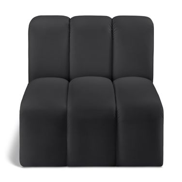 Arc Vegan Leather Straight Chair In Black