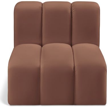 Arc Vegan Leather Straight Chair In Cognac