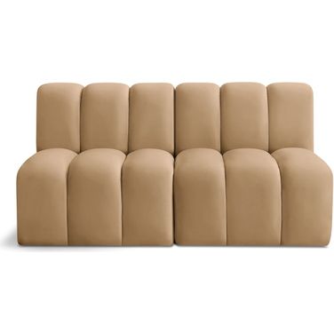 Arc Velvet 2 Seater Modular Sofa In Camel
