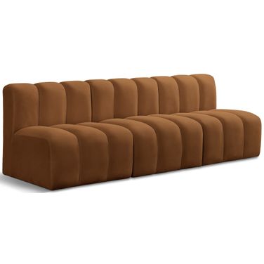 Arc Velvet 3 Seater Modular Sofa In Saddle