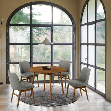 Arcadia and Azalea 42 Inch Round Charcoal and Walnut Wood 5-Piece Dining Set