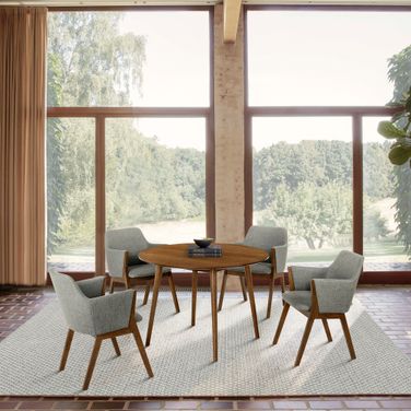 Arcadia and Renzo 42 Inch Round Charcoal and Walnut Wood 5-Piece Dining Set