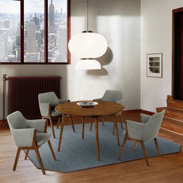 Arcadia and Renzo 48 Inch Round Charcoal and Walnut Wood 5-Piece Dining Set