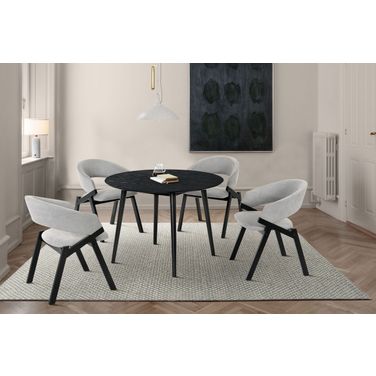 Arcadia and Talulah 42 Inch Round Gray and Black Wood 5-Piece Dining Set
