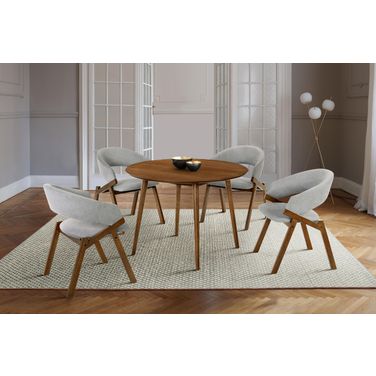 Arcadia and Talulah 42 Inch Round Gray and Walnut Wood 5-Piece Dining Set