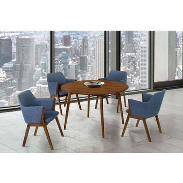 Arcadia Walnut 48 Inch Round Dining Room Set with Juno Chairs