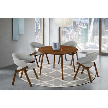 Arcadia Walnut 48 Inch Round Dining Room Set with Talulah Chairs