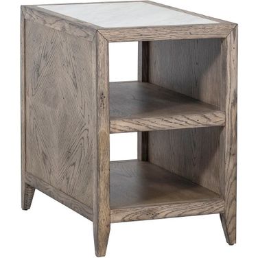 Arcadian Rectangular End Table with 2 Shelves In Burnished Oak