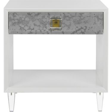 Arcelia Eglomise Side Table In White