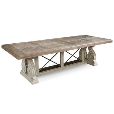 Arch Salvage Parchment Pearce Extendable Rectangular Dining Table