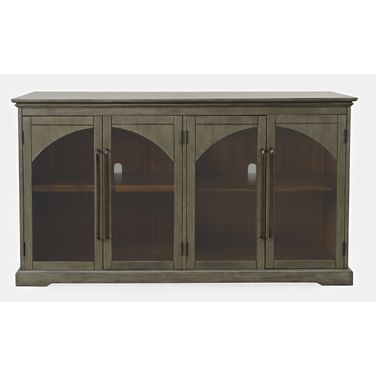 Archdale 65 Inch Gothic Arch Sideboard Storage Cabinet with Glass Doors In Grey