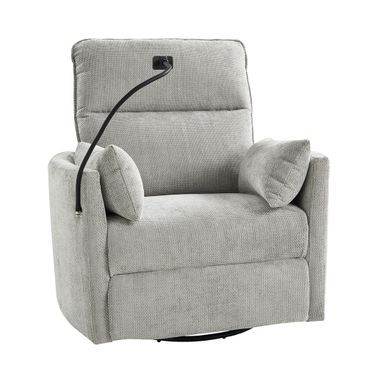 Archibald Power Rocking Swivel Nursery Recliner In Light Grey