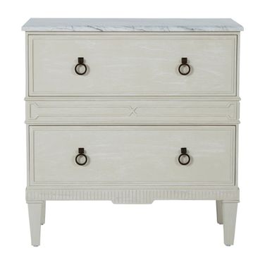 Archie Nightstand In Cerused White and Antique Bronze