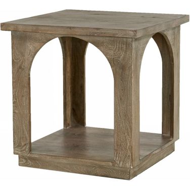 Archie Solid Wood End Table In Antique Brown