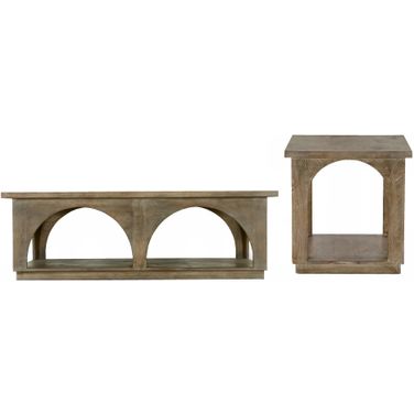 Archie Solid Wood Occasional Table Set In Antique Brown