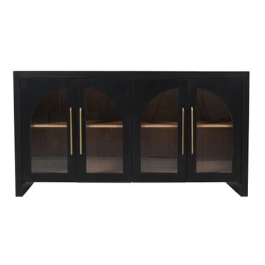 Archimedes 60 Inch Curved Arch Four Door Sideboard Storage Cabinet In Black