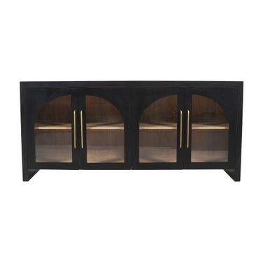 Archimedes 70 Inch Curved Arch Four Door Sideboard Storage Cabinet In Black
