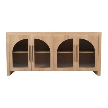 Archimedes 70 Inch Curved Arch Four Door Sideboard Storage Cabinet In Oak