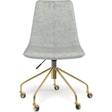 Arco Fabric with Gold Rolling Base Swivel Task Chair n Gray