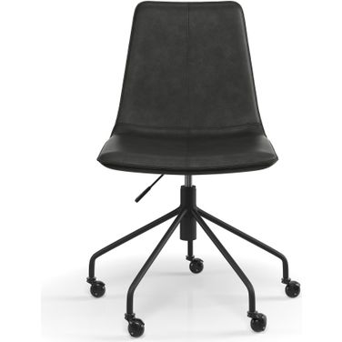 Arco Vegan Leather Rolling Swivel Task Chair In Charcoal