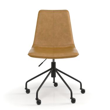 Arco Vegan Leather Rolling Swivel Task Chair In Honey