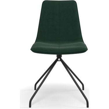 Arco Velvet Swivel Side Chair In Emerald Green