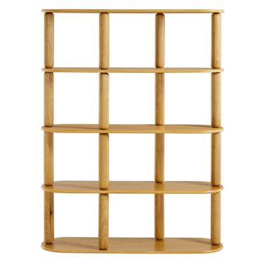 Arcus 4-Tier Oval Wood Bookshelf In Oak