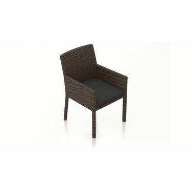 Arden Dining Arm Chair In Canvas Charcoal and Chestnut