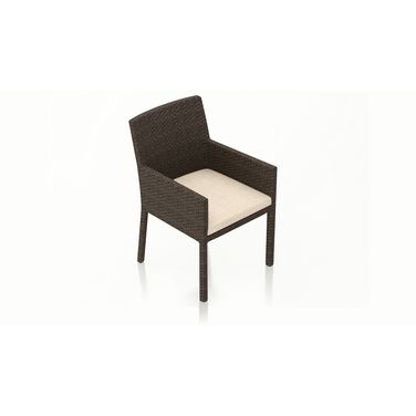 Arden Dining Arm Chair In Canvas Flax and Chestnut
