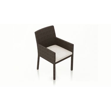 Arden Dining Arm Chair In Canvas Natural and Chestnut