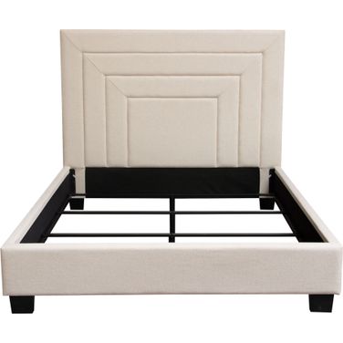 Arden Eastern King Bed with 54 Inch Headboard in Cream Fabric