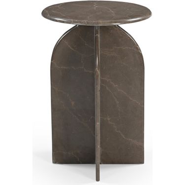 Arden Italian Marble Side Table In Brown