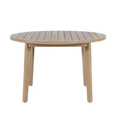 Arden Round Patio Dining Table In White and Natural