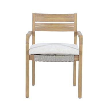 Arden Wood and Wicker Patio Dining Chair Set of 2 In Beige and Brown