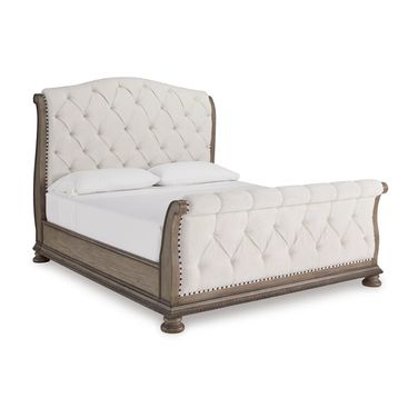 Ardenfield California King Upholstered Sleigh Bed In Light Brown