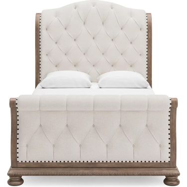 Ardenfield Queen Upholstered Sleigh Bed In Light Brown