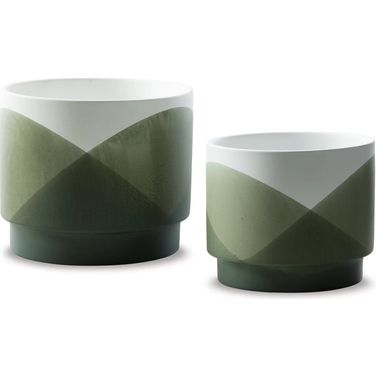 Ardenridge Green And White Planter Set Of 2