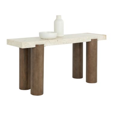 Ardi Console Table In Cream and Brown