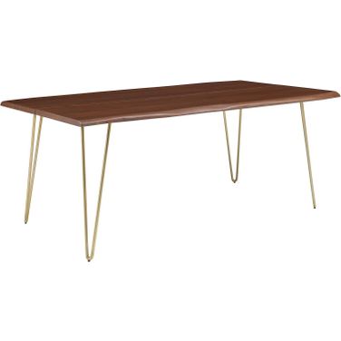 Ardor Gold Walnut 74 Inch Live Edge Acacia Wood Dining Table